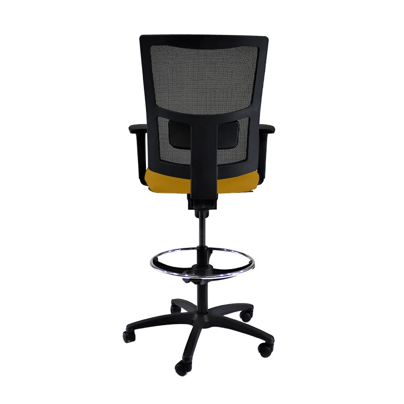 Saxen: Ergo Draughtsman Chair in Yellow Fabric - Refurbished