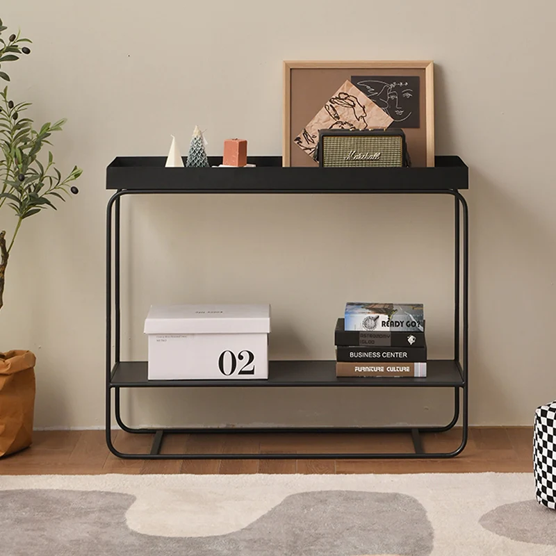 Contemporary Industrial Rectangular Iron Space-Saving Entryway Console Table 2-Layer For Hallway