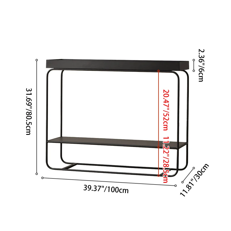 Contemporary Industrial Rectangular Iron Space-Saving Entryway Console Table 2-Layer For Hallway