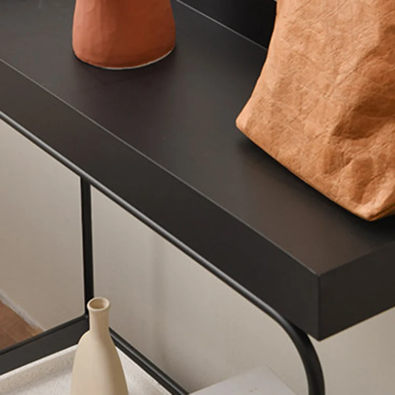 Contemporary Industrial Rectangular Iron Space-Saving Entryway Console Table 2-Layer For Hallway
