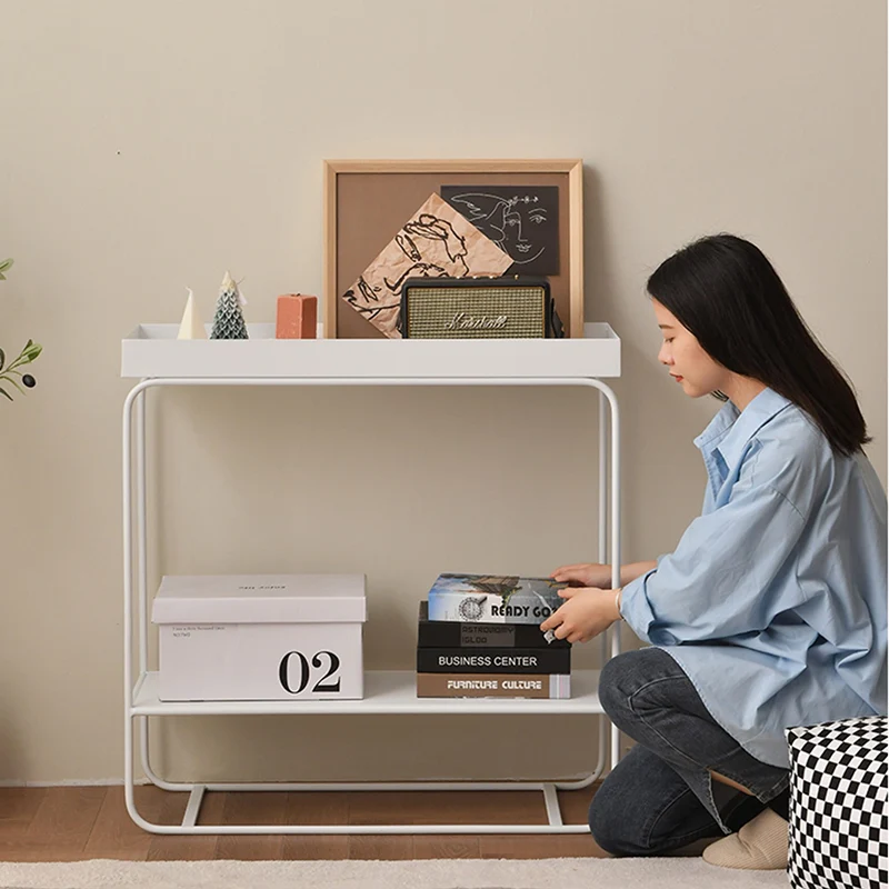 Contemporary Industrial Rectangular Iron Space-Saving Entryway Console Table 2-Layer For Hallway
