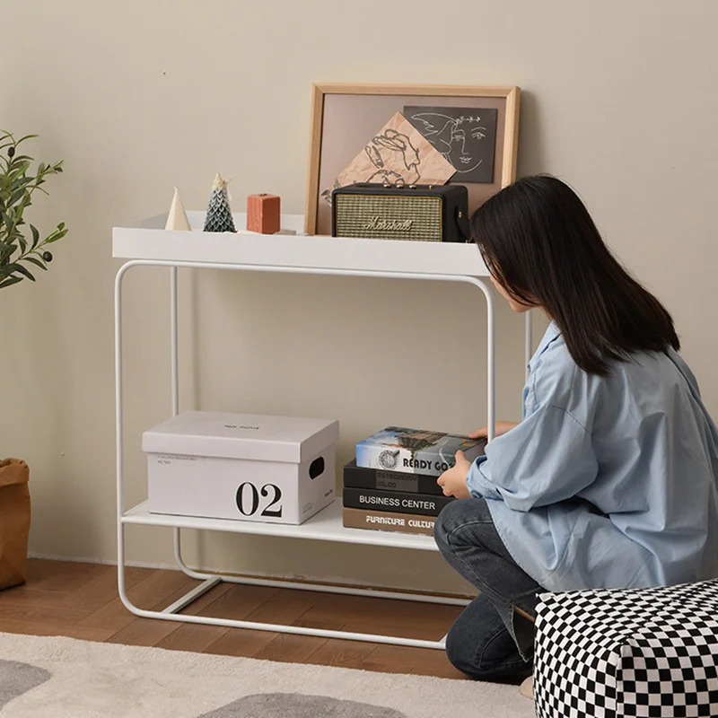 Contemporary Industrial Rectangular Iron Space-Saving Entryway Console Table 2-Layer For Hallway