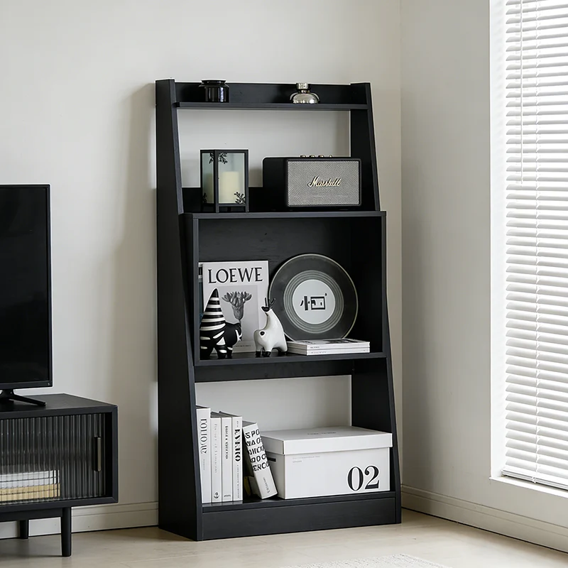 Modern Minimalist Trapezoid Plywood Floor-Standing Display Rack 4-Tier For Living Room