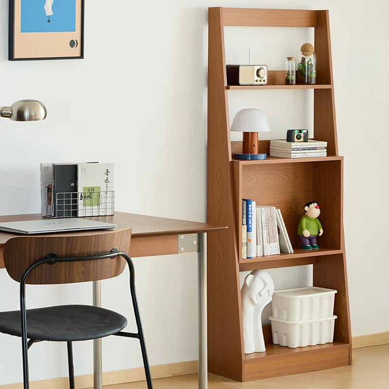Modern Minimalist Trapezoid Plywood Floor-Standing Display Rack 4-Tier For Living Room
