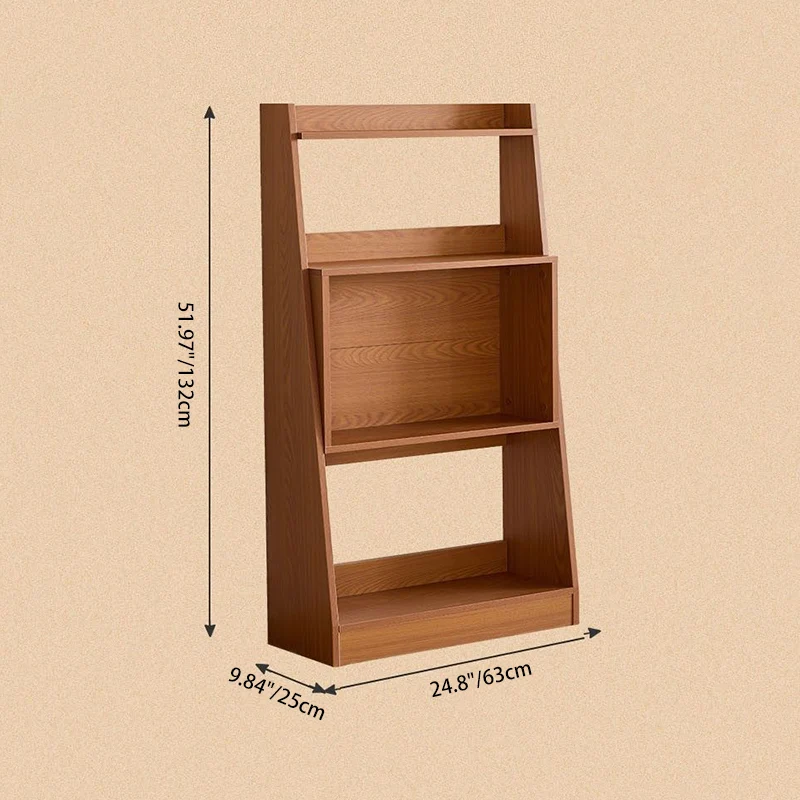 Modern Minimalist Trapezoid Plywood Floor-Standing Display Rack 4-Tier For Living Room