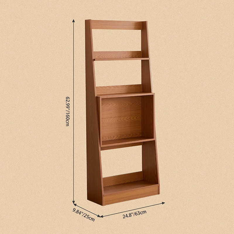 Modern Minimalist Trapezoid Plywood Floor-Standing Display Rack 4-Tier For Living Room