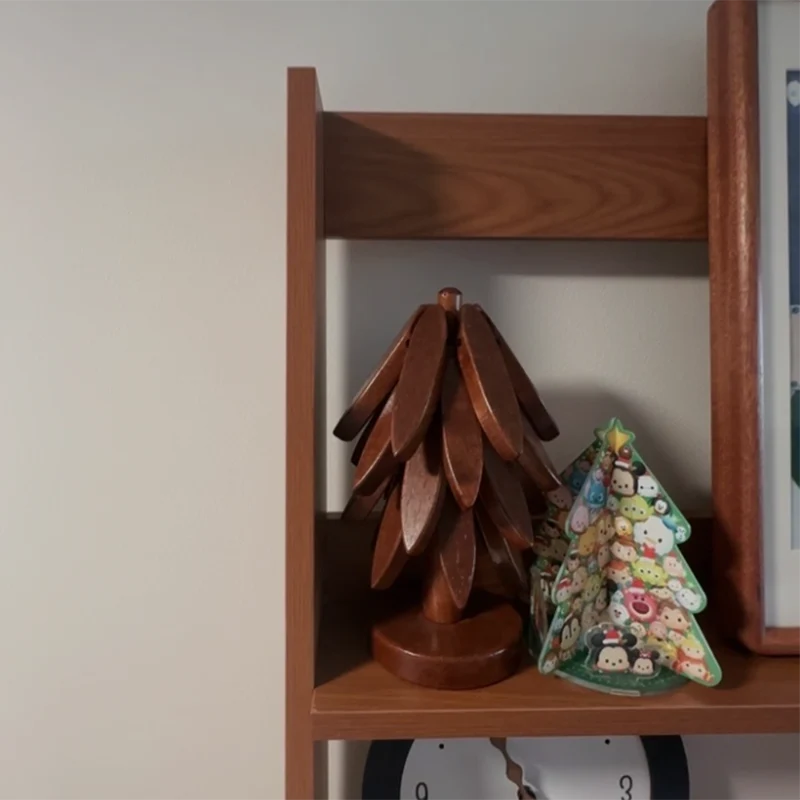 Modern Minimalist Trapezoid Plywood Floor-Standing Display Rack 4-Tier For Living Room