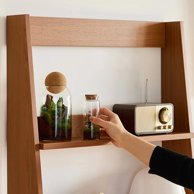 Modern Minimalist Trapezoid Plywood Floor-Standing Display Rack 4-Tier For Living Room