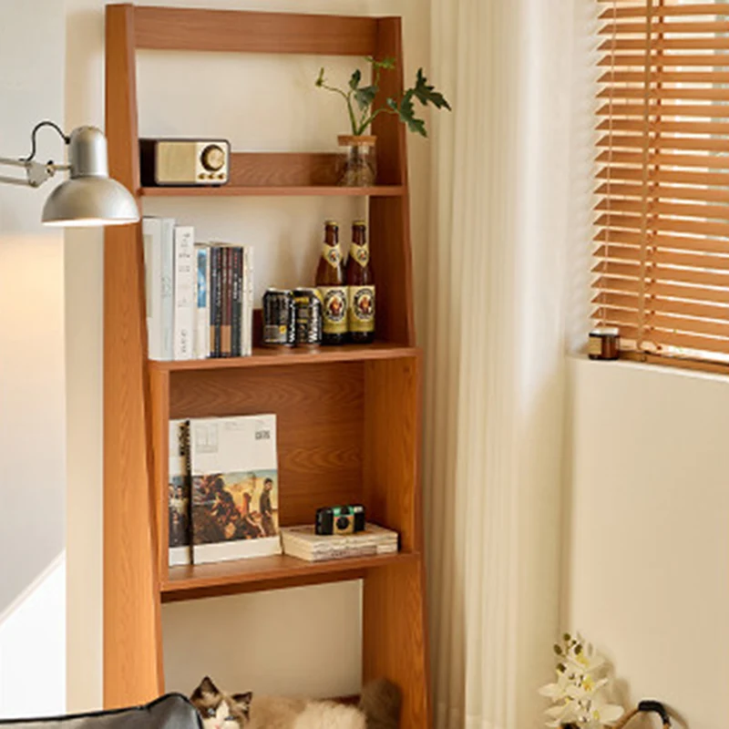 Modern Minimalist Trapezoid Plywood Floor-Standing Display Rack 4-Tier For Living Room