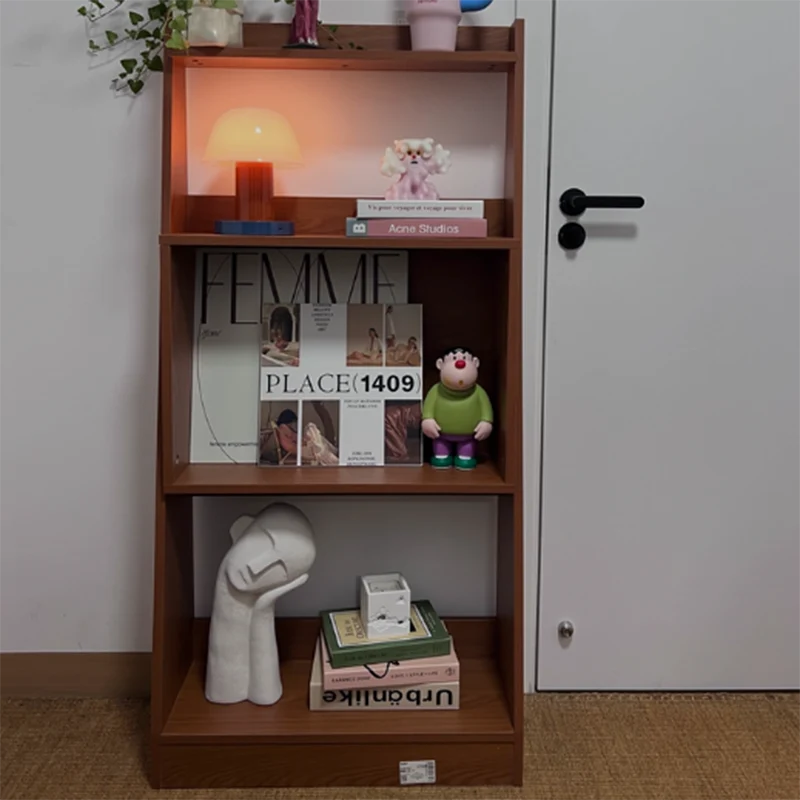 Modern Minimalist Trapezoid Plywood Floor-Standing Display Rack 4-Tier For Living Room