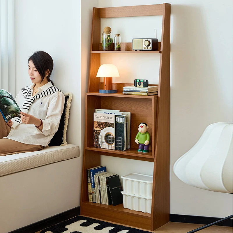 Modern Minimalist Trapezoid Plywood Floor-Standing Display Rack 4-Tier For Living Room