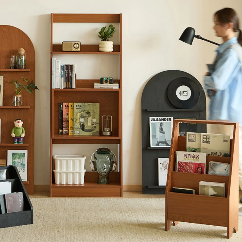 Modern Minimalist Trapezoid Plywood Floor-Standing Display Rack 4-Tier For Living Room