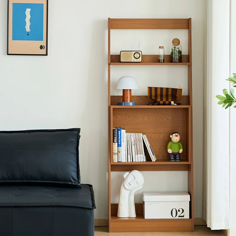 Modern Minimalist Trapezoid Plywood Floor-Standing Display Rack 4-Tier For Living Room