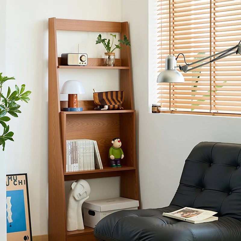 Modern Minimalist Trapezoid Plywood Floor-Standing Display Rack 4-Tier For Living Room