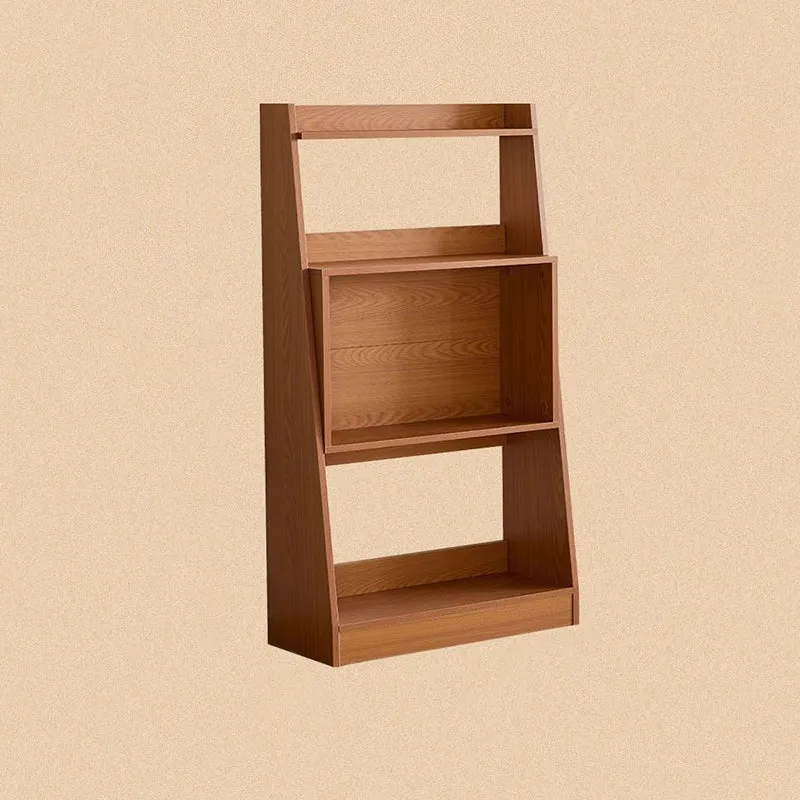 Modern Minimalist Trapezoid Plywood Floor-Standing Display Rack 4-Tier For Living Room