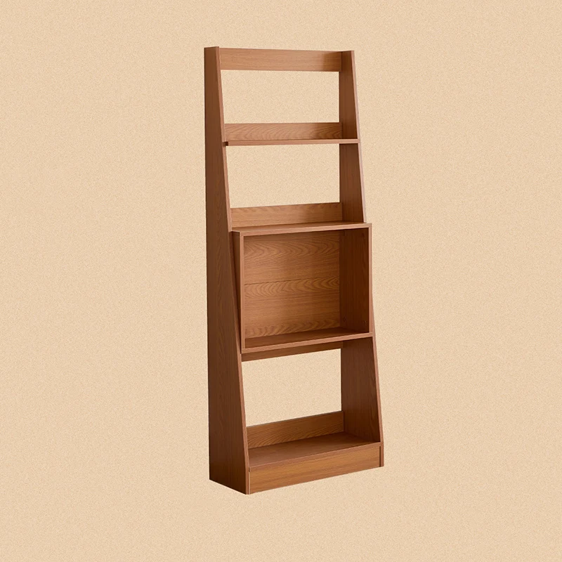 Modern Minimalist Trapezoid Plywood Floor-Standing Display Rack 4-Tier For Living Room