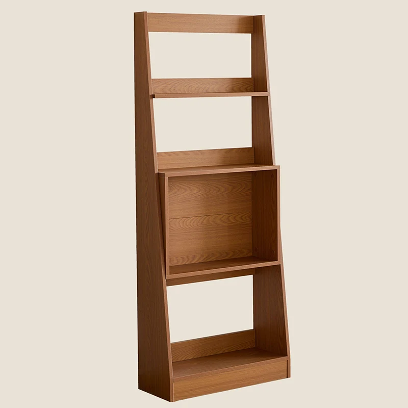 Modern Minimalist Trapezoid Plywood Floor-Standing Display Rack 4-Tier For Living Room