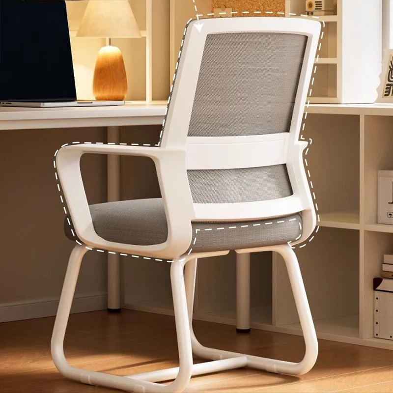 Modern Minimalist Mesh Metal Cantilever Square Desk Chair With Backrest Armrest For Home Office