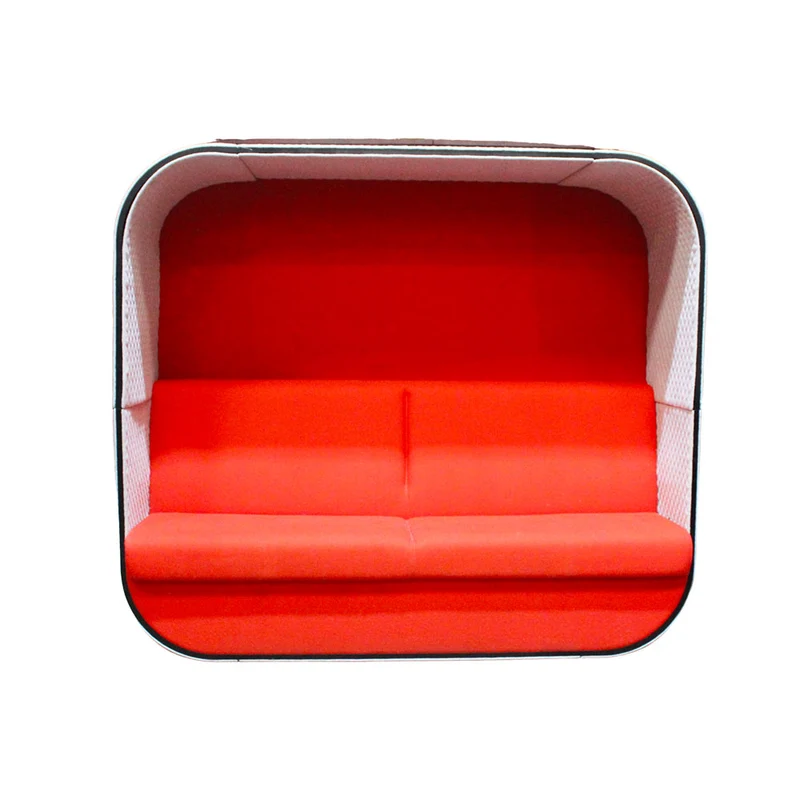 Boss Design: Cocoon COC/1 Meeting Booth in Grey/Red Fabric - Refurbished