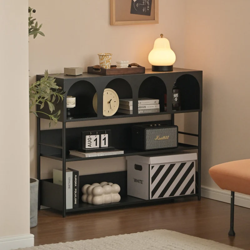 Modern Minimalist Carbon Steel Rectangular Large Capacity Storage Display Rack 4-Layer For Living Room