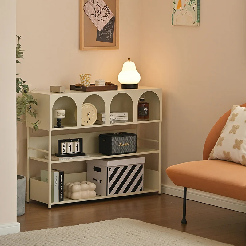 Modern Minimalist Carbon Steel Rectangular Large Capacity Storage Display Rack 4-Layer For Living Room