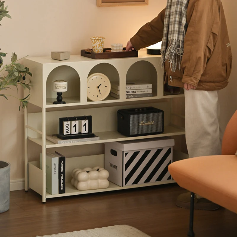 Modern Minimalist Carbon Steel Rectangular Large Capacity Storage Display Rack 4-Layer For Living Room