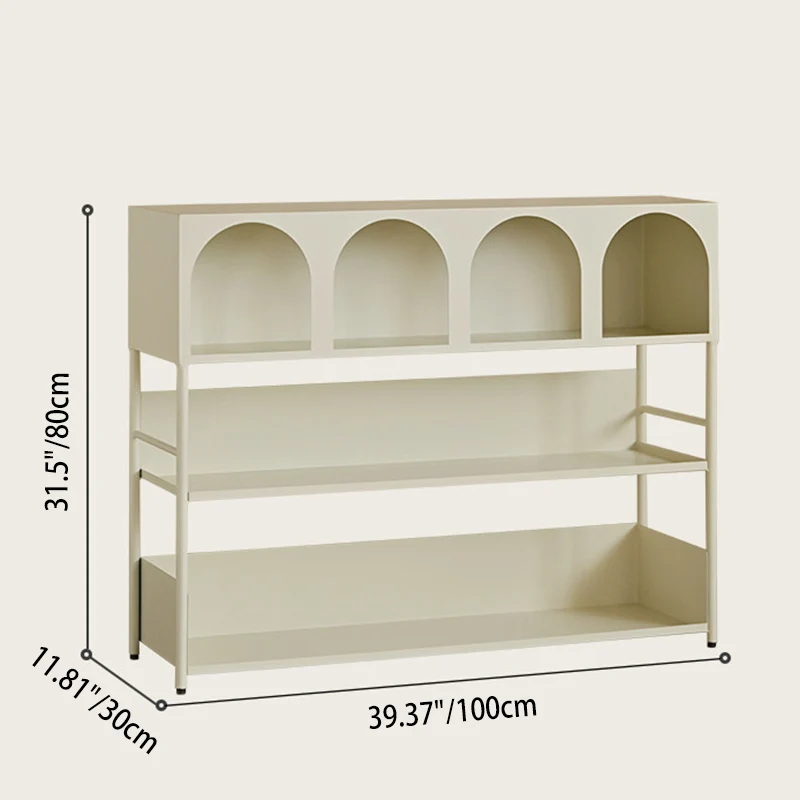 Modern Minimalist Carbon Steel Rectangular Large Capacity Storage Display Rack 4-Layer For Living Room