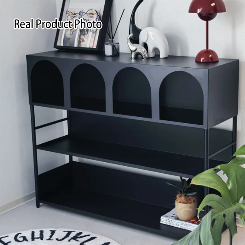 Modern Minimalist Carbon Steel Rectangular Large Capacity Storage Display Rack 4-Layer For Living Room