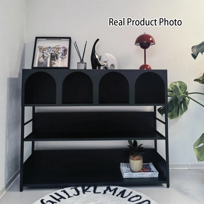 Modern Minimalist Carbon Steel Rectangular Large Capacity Storage Display Rack 4-Layer For Living Room