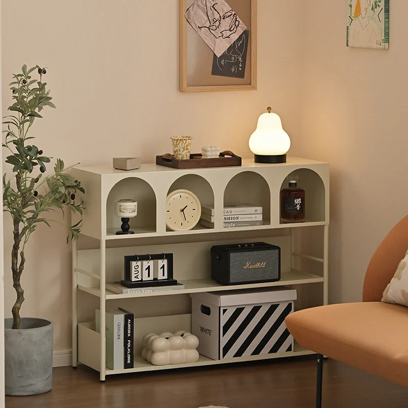 Modern Minimalist Carbon Steel Rectangular Large Capacity Storage Display Rack 4-Layer For Living Room