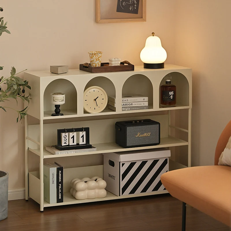 Modern Minimalist Carbon Steel Rectangular Large Capacity Storage Display Rack 4-Layer For Living Room