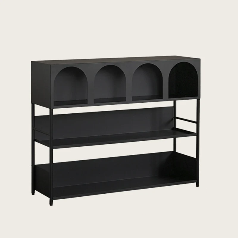 Modern Minimalist Carbon Steel Rectangular Large Capacity Storage Display Rack 4-Layer For Living Room