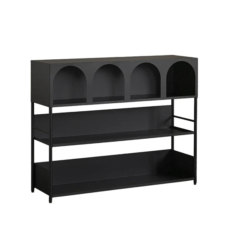 Modern Minimalist Carbon Steel Rectangular Large Capacity Storage Display Rack 4-Layer For Living Room
