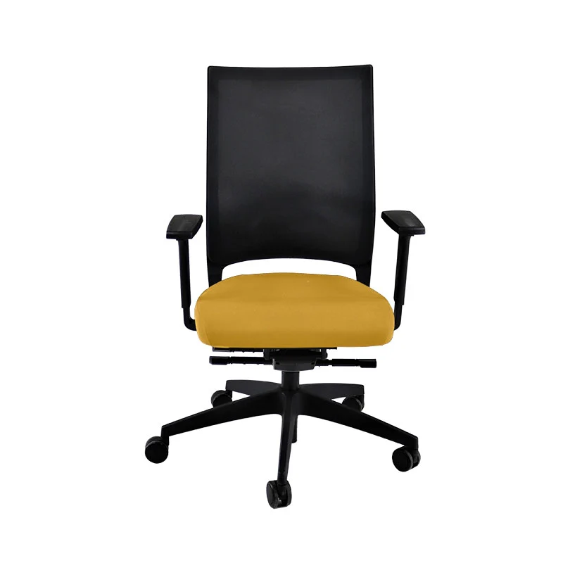 Sedus: Quarterback Task Chair in Yellow Fabric with a Black Mesh Back - Refurbished