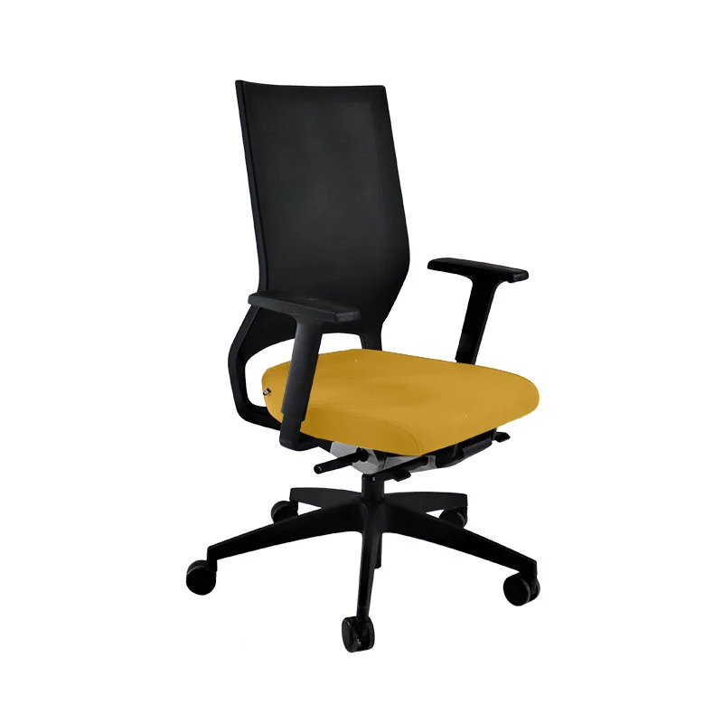 Sedus: Quarterback Task Chair in Yellow Fabric with a Black Mesh Back - Refurbished