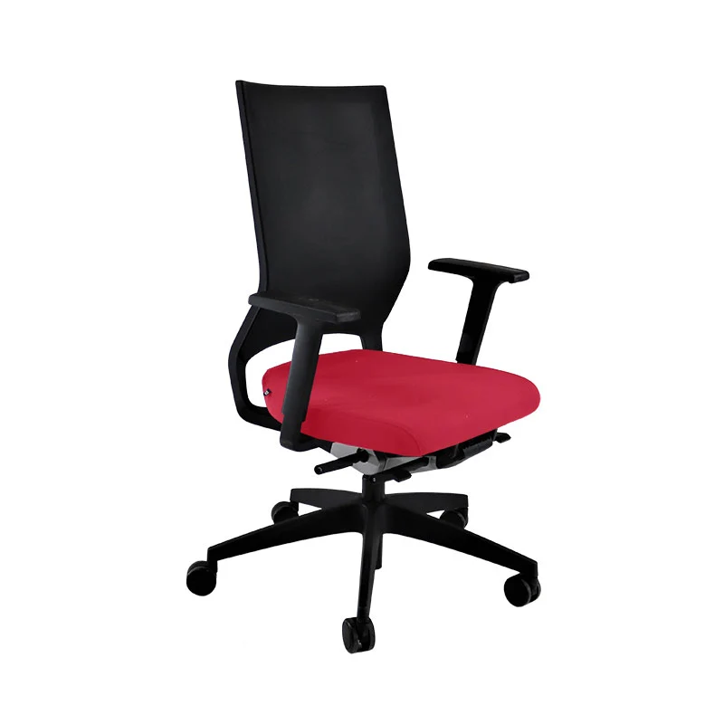 Sedus: Quarterback Task Chair in Red Fabric with a Black Mesh Back - Refurbished