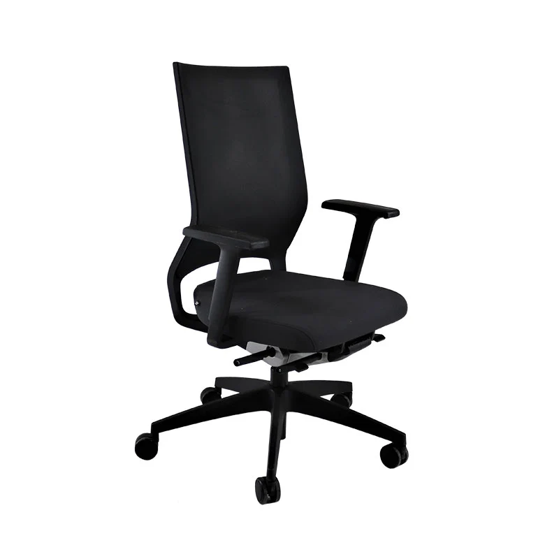Sedus: Quarterback Task Chair in Black Fabric with a Black Mesh Back - Refurbished