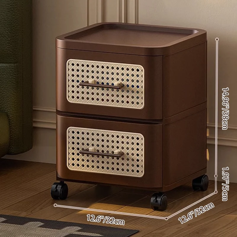 Contemporary Retro PP Metal Square Storage Cabinet 2/3/4/5-Drawer Movable Multi-Layer Organizer For Living Room