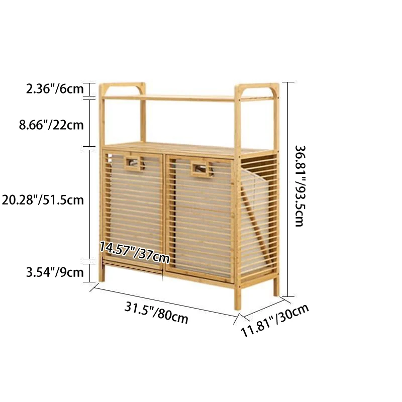 Modern Minimalist Bamboo Oxford Cloth Rectangular Storage Cabinet 2-Cabinet For Living Room