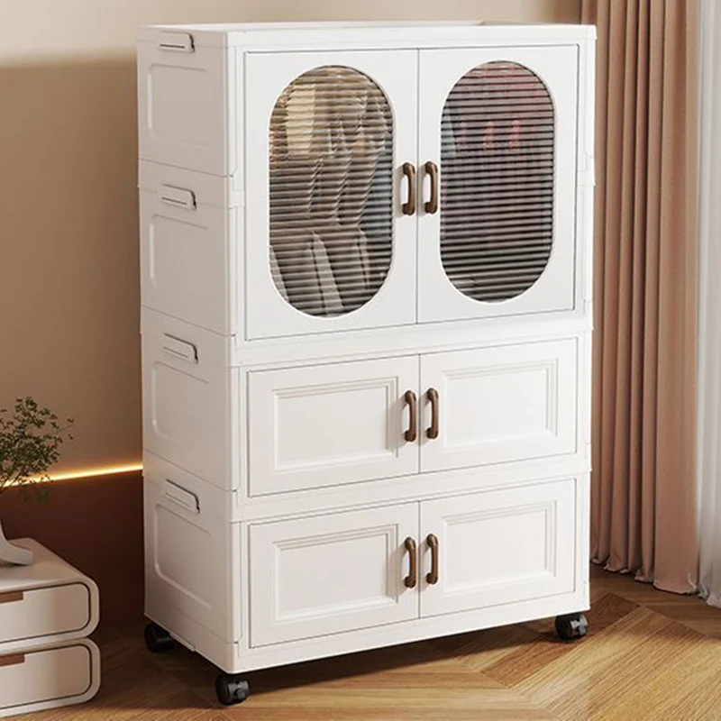 Modern Minimalist PP Rectangular Storage Cabinet Kids' Wardrobe For Bedroom & Living Room
