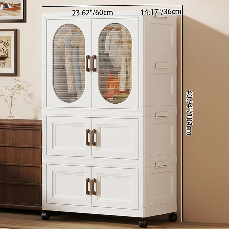 Modern Minimalist PP Rectangular Storage Cabinet Kids' Wardrobe For Bedroom & Living Room