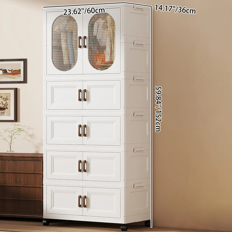 Modern Minimalist PP Rectangular Storage Cabinet Kids' Wardrobe For Bedroom & Living Room
