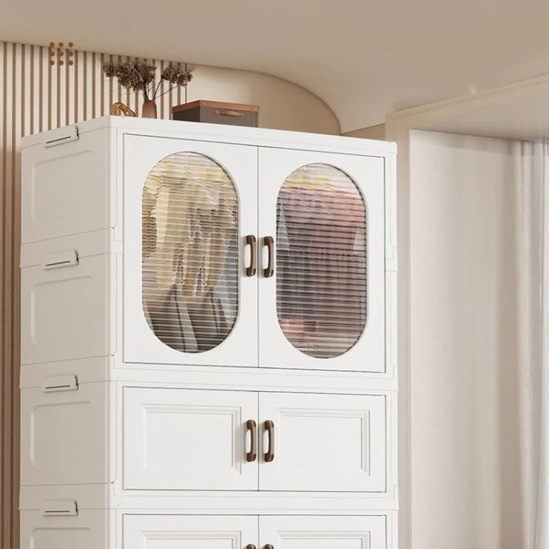 Modern Minimalist PP Rectangular Storage Cabinet Kids' Wardrobe For Bedroom & Living Room