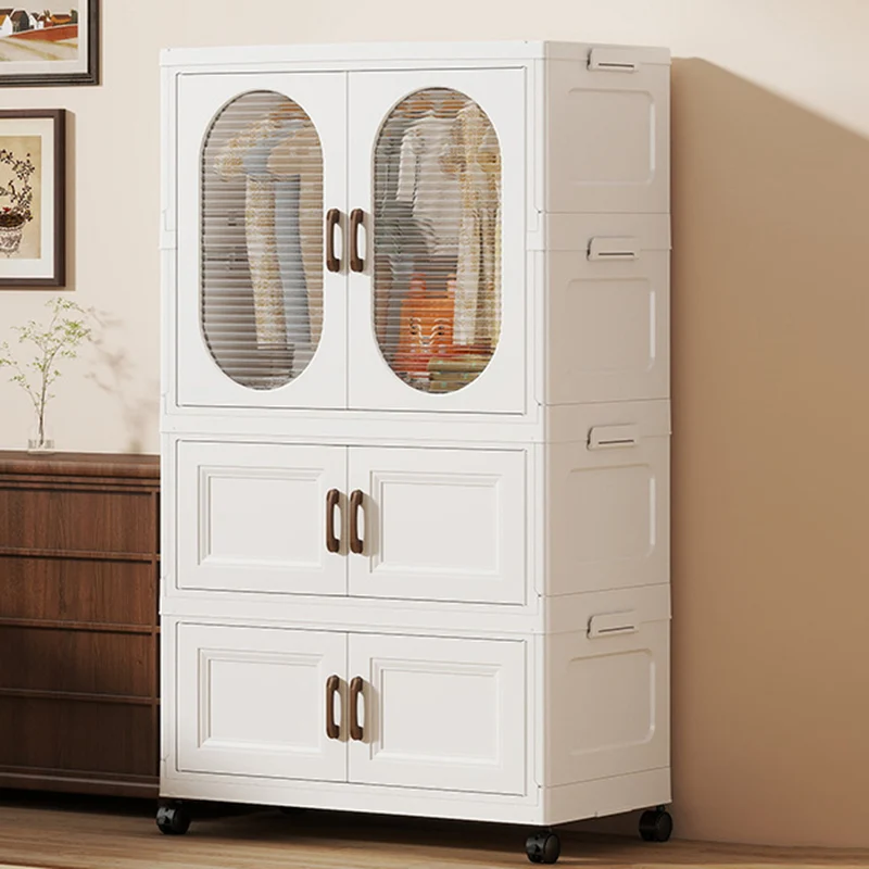 Modern Minimalist PP Rectangular Storage Cabinet Kids' Wardrobe For Bedroom & Living Room