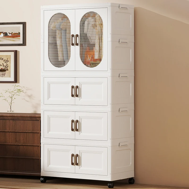Modern Minimalist PP Rectangular Storage Cabinet Kids' Wardrobe For Bedroom & Living Room