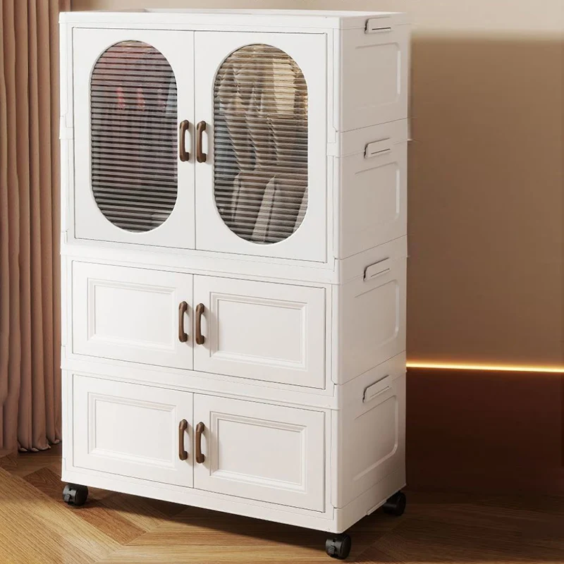 Modern Minimalist PP Rectangular Storage Cabinet Kids' Wardrobe For Bedroom & Living Room