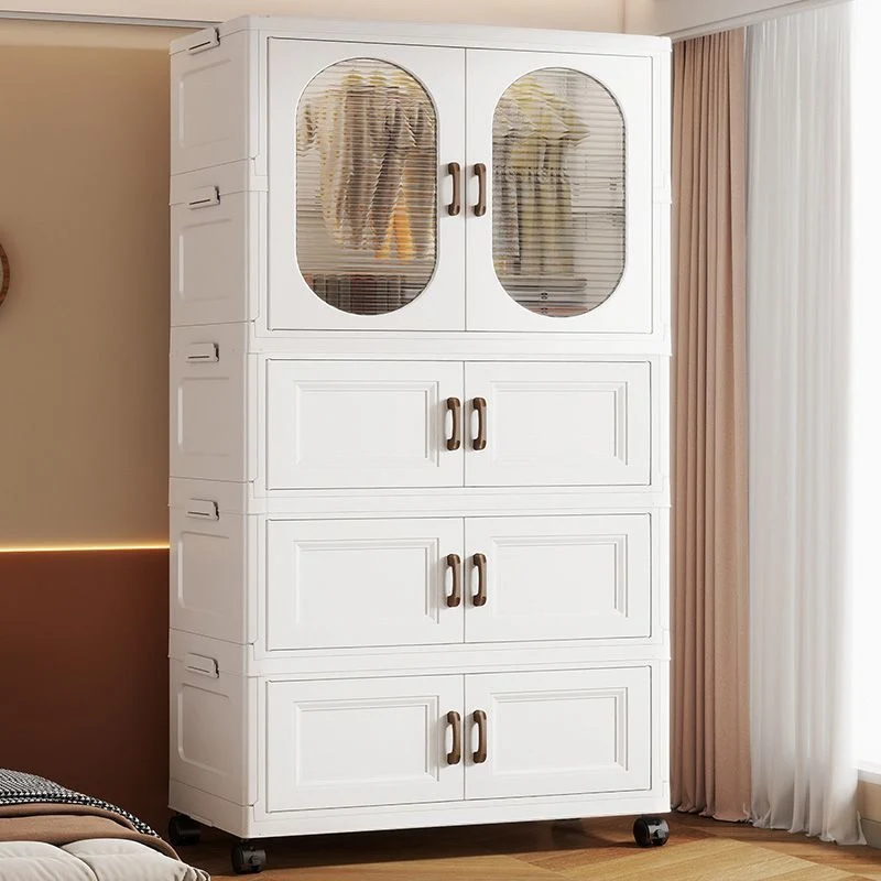 Modern Minimalist PP Rectangular Storage Cabinet Kids' Wardrobe For Bedroom & Living Room