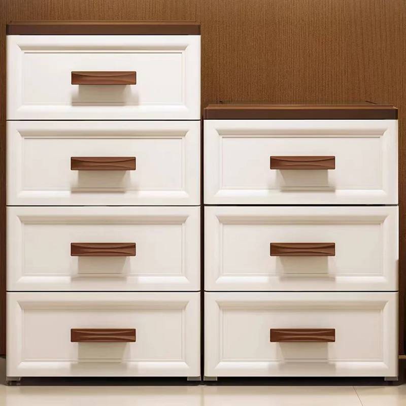 Modern Minimalist PP Rectangular Storage Cabinet 3/4/5/6-Drawer Movable Versatile Organizer For Living Room & Bedroom