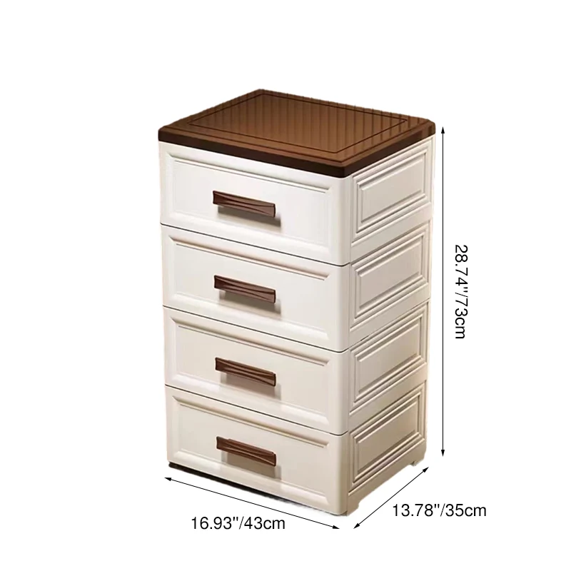 Modern Minimalist PP Rectangular Storage Cabinet 3/4/5/6-Drawer Movable Versatile Organizer For Living Room & Bedroom
