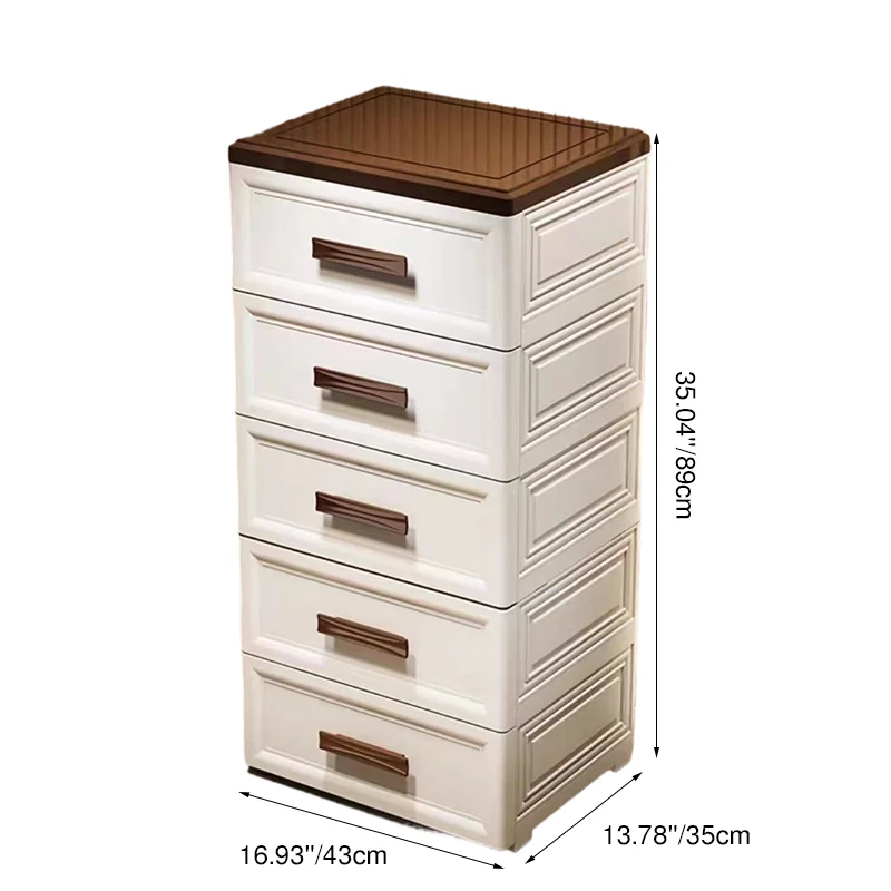 Modern Minimalist PP Rectangular Storage Cabinet 3/4/5/6-Drawer Movable Versatile Organizer For Living Room & Bedroom